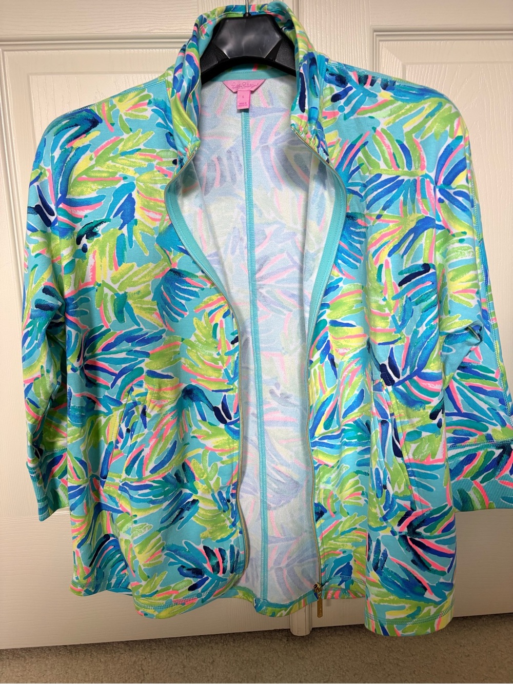 Lilly Pulitzer Aqua Tropical Zip jacket